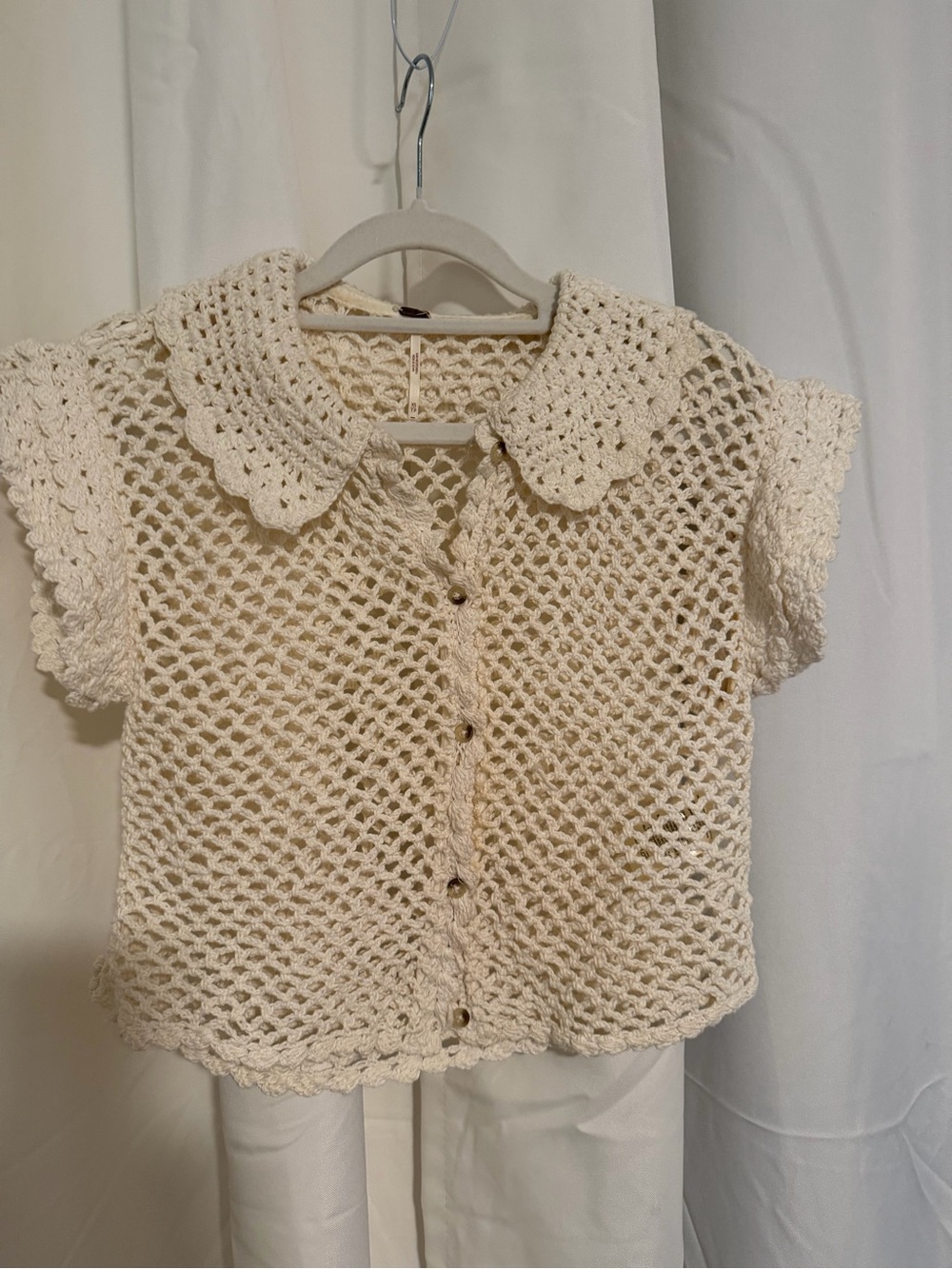 Free People Lily Crochet Retro Knit top